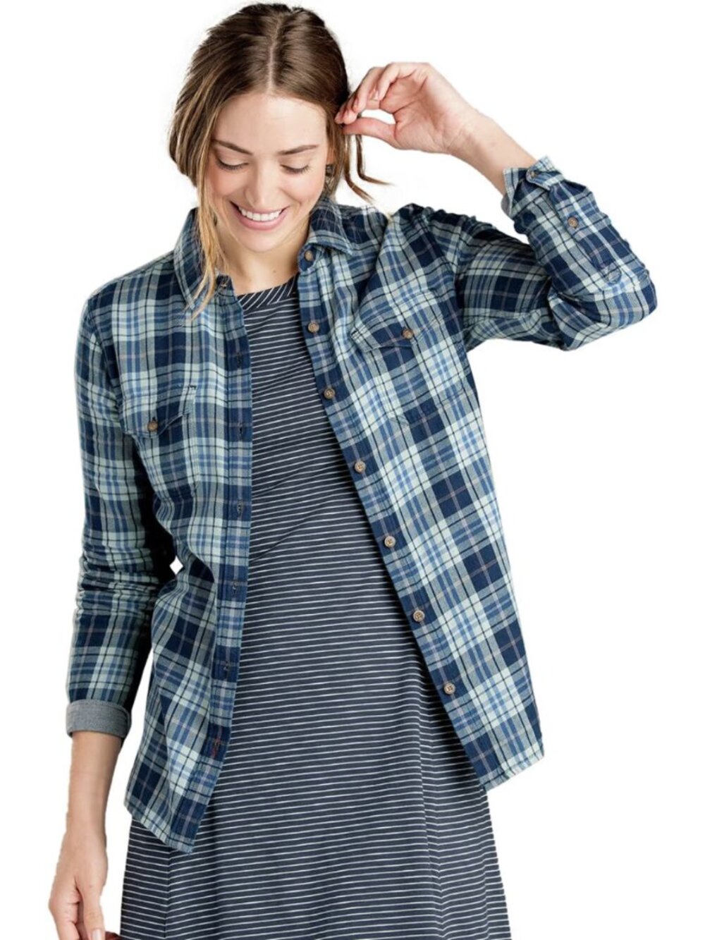 Toad&Co Women's Indigo Skye Shirt Flannel Plaid Button Down